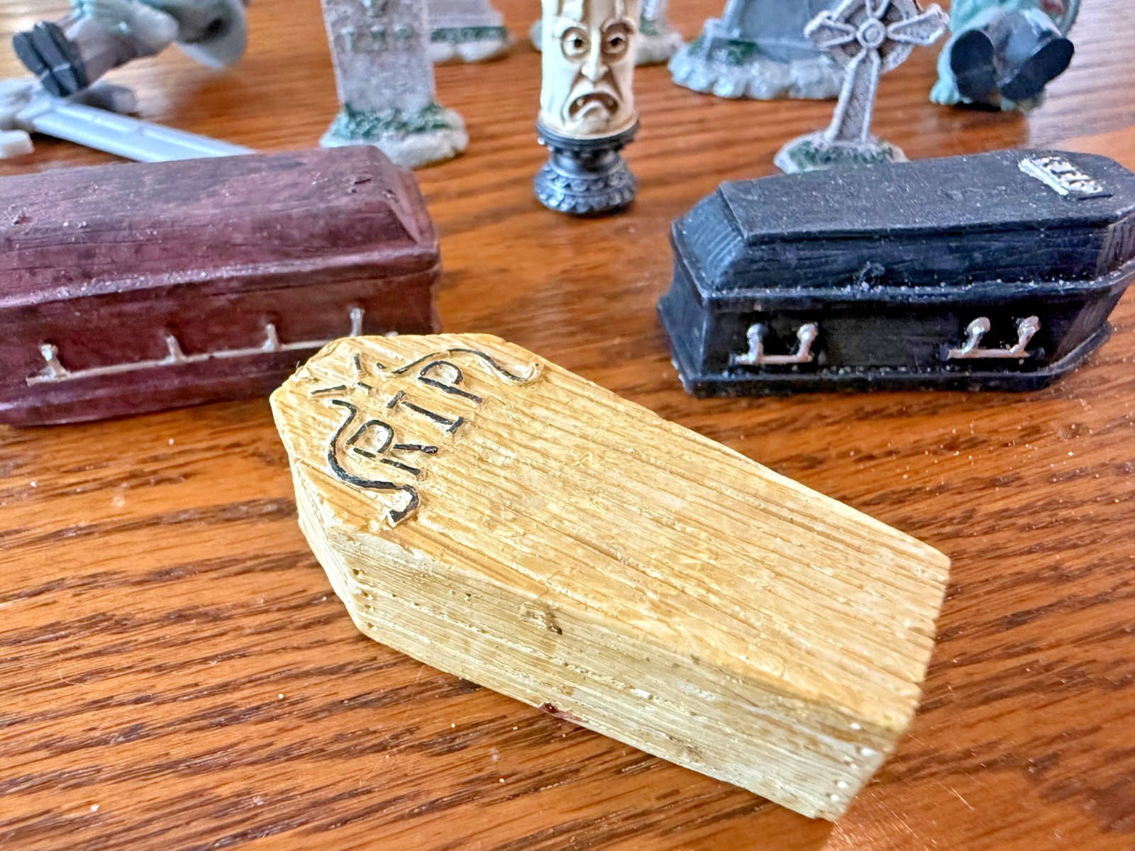 Play Therapy Sand Tray Miniature Lot – Death, Grief & Trauma Theme Coffins, Tomb
