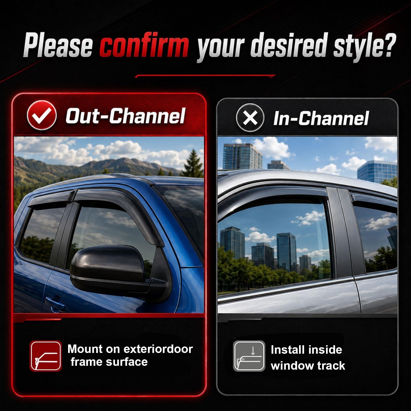 4PC Rain Guards for 2007-2013 Chevy Silverado GMC Sierra 1500 Window Visors f…