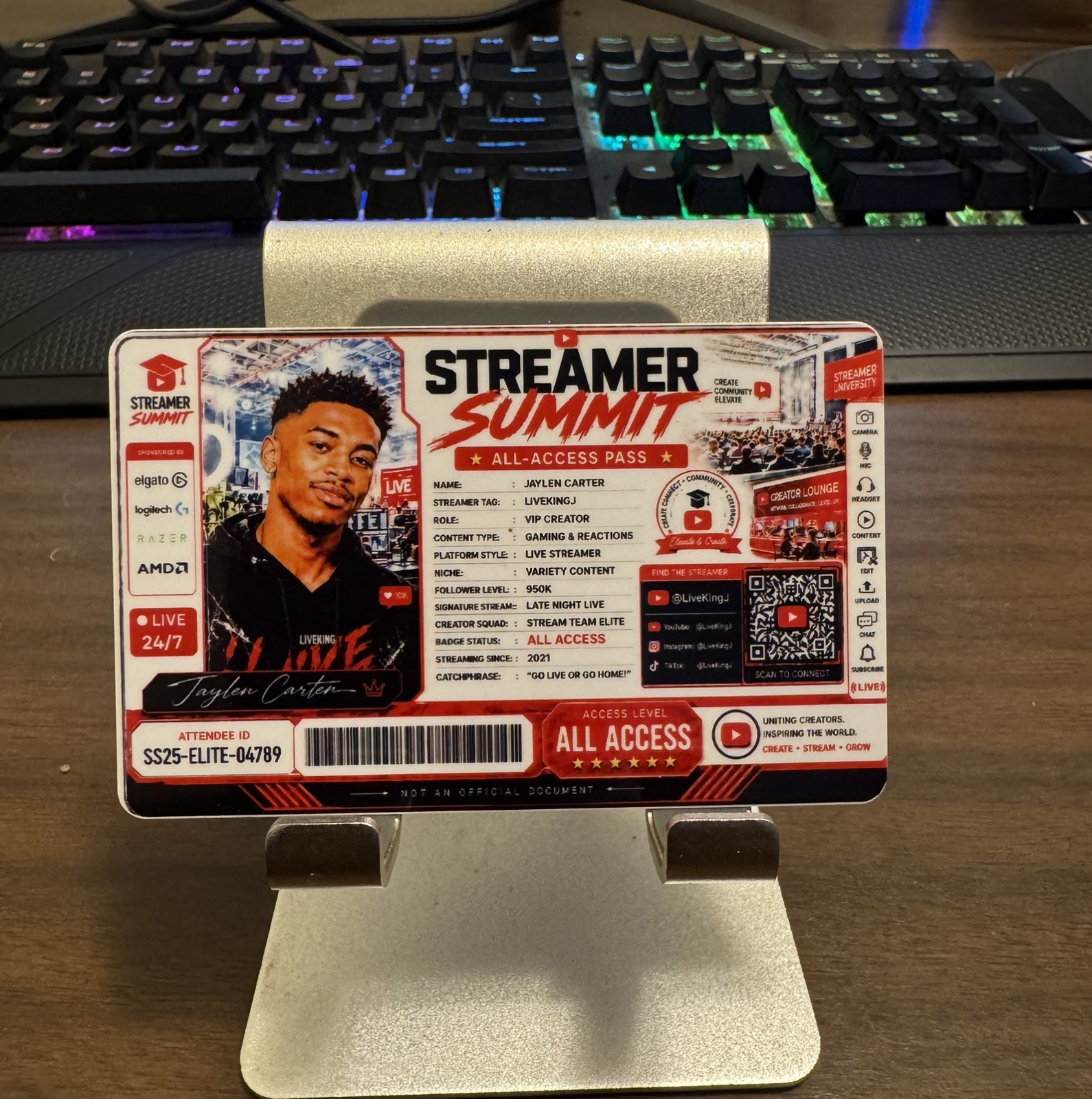 Custom Streamer Novelty PVC Card – Personalized Creator Keepsake Gift