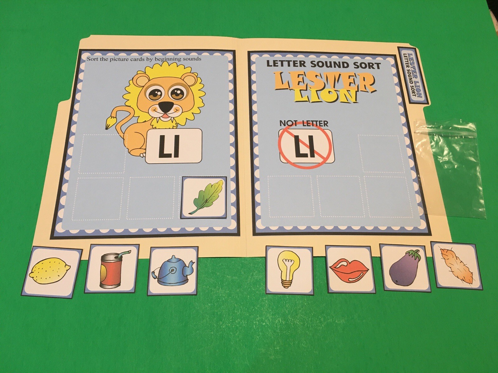Lester Lion – Letter Ll – DIY File Folder game – Printed / Uncut