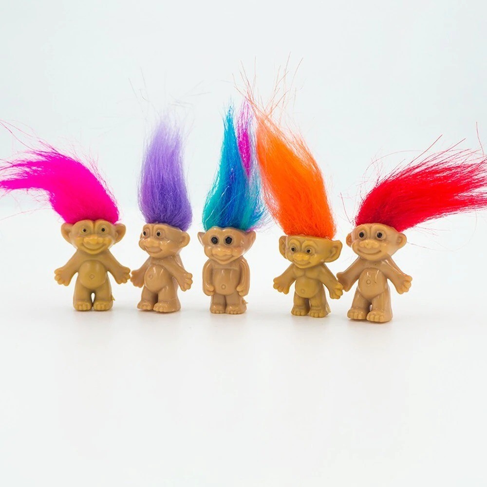 Action Figure Kawaii Trolls Dolls Colorful Hair Family Members Models Kids Toys
