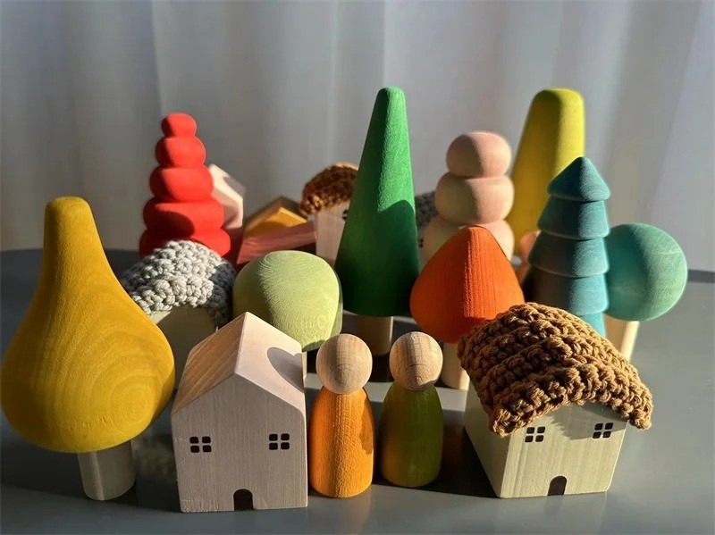Wooden Montessori Building Blocks Set for Toddlers