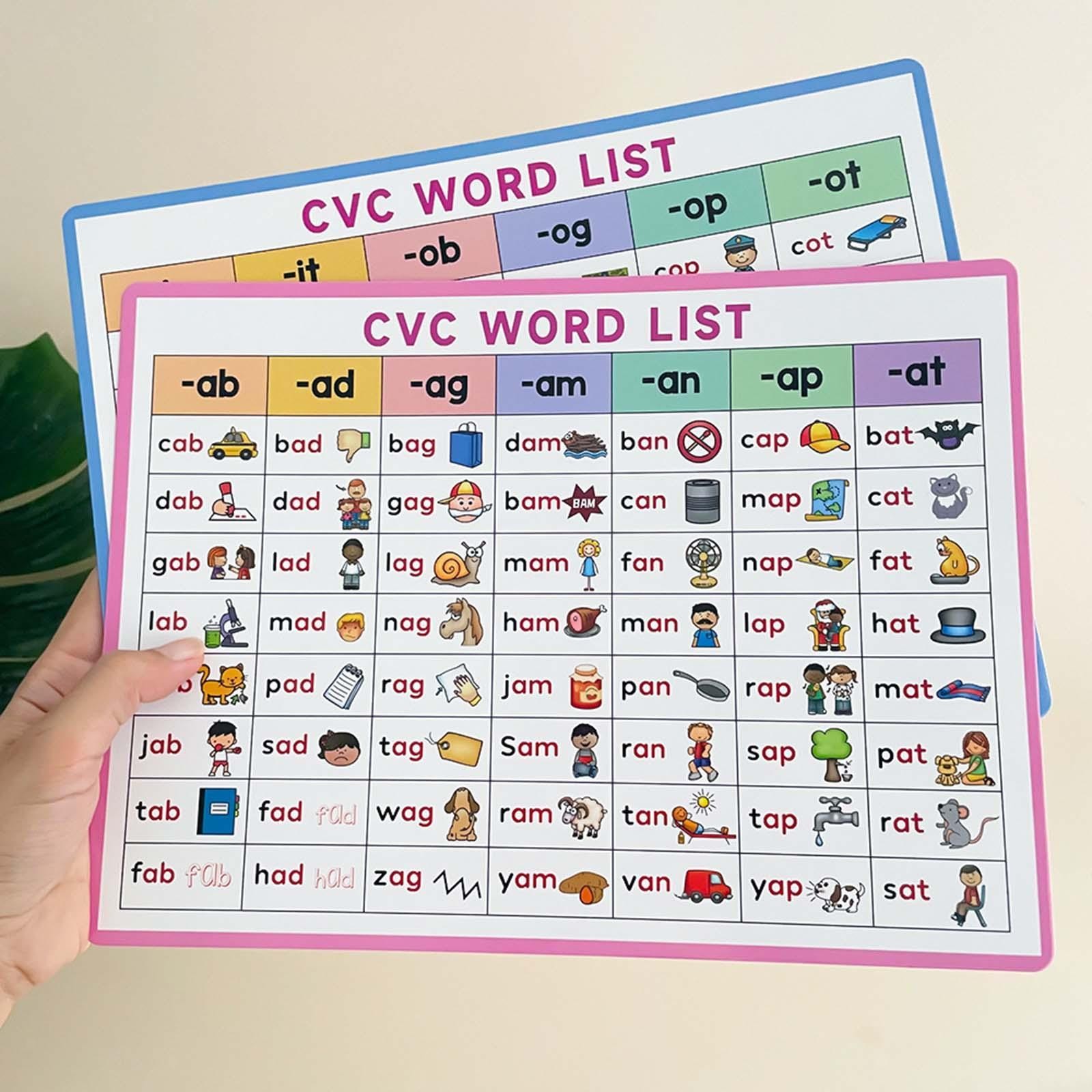 3Pcs Word Spelling Learning CVC Turntable Wheel Kids English Phonics Posters