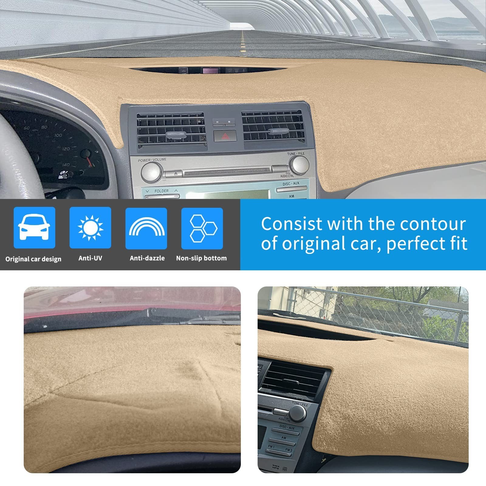 Car Carpet Dashboard Cover,Dash Cover Mat Fit for Toyota Camry 2007 2008 2009…