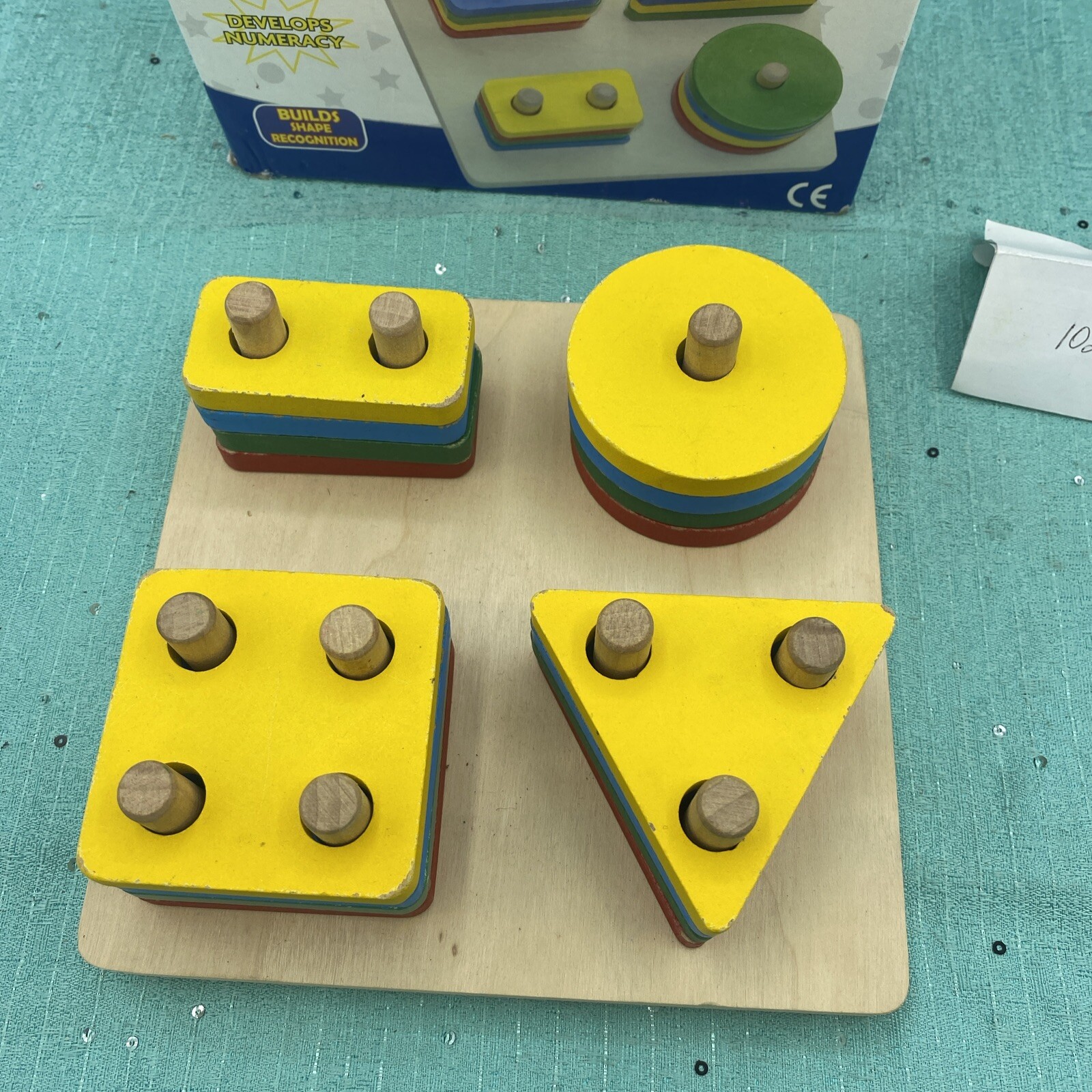 Vintage REAL WOOD TOYS Sort-A-Shape Activity Board Developmental Game