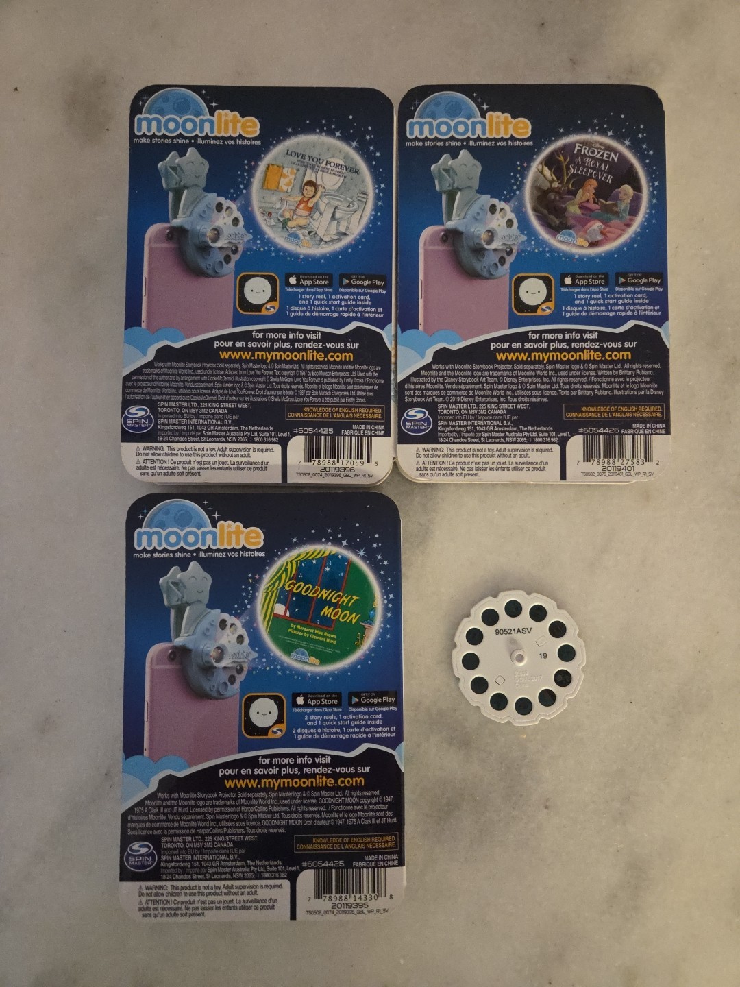 Lot Of 4 Moonlite Storybook Projector Story Reel Goodnight Moon Disney Frozen