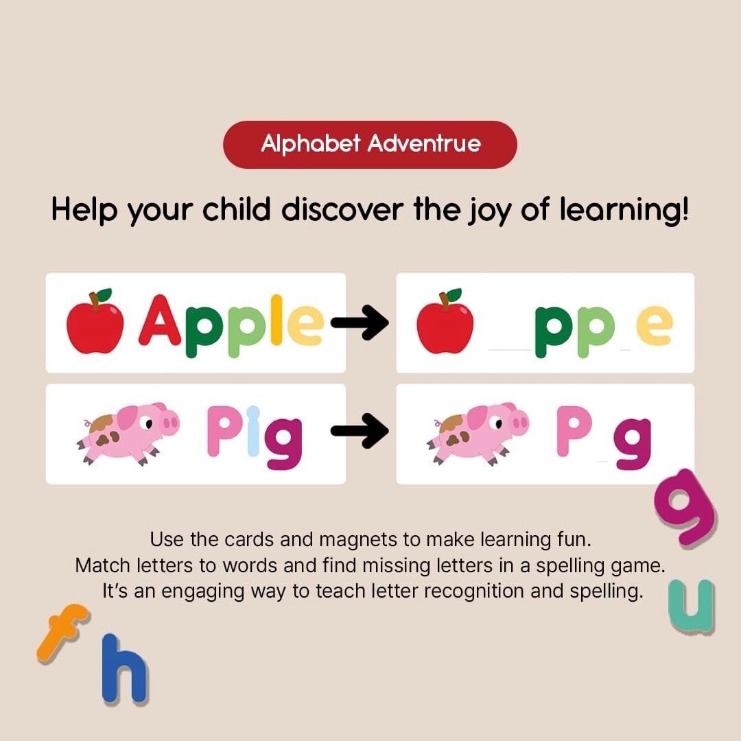 Magnetic Alphabet & Learning Cards for Toddlers,Soft Foam, Fun & Educational