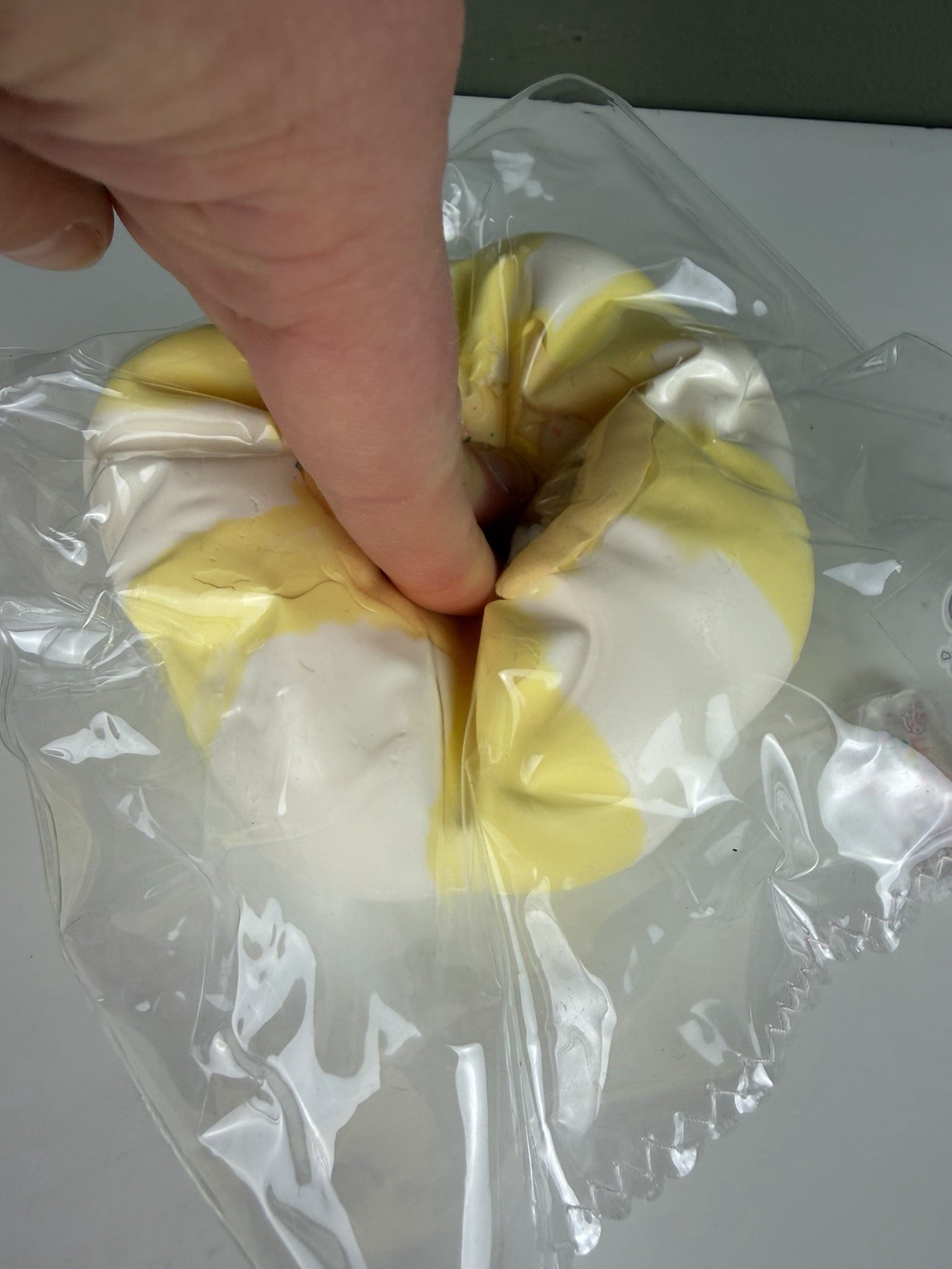 Handmade Taba Squishy 9.5 ounce Pudding Yellow/White for Easter