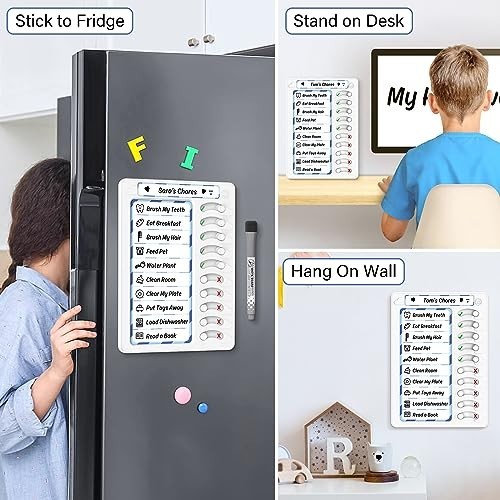 Kids Chore Chart Dry Erase Board – ADHD Task Checklist, Magnetic Routine Planner