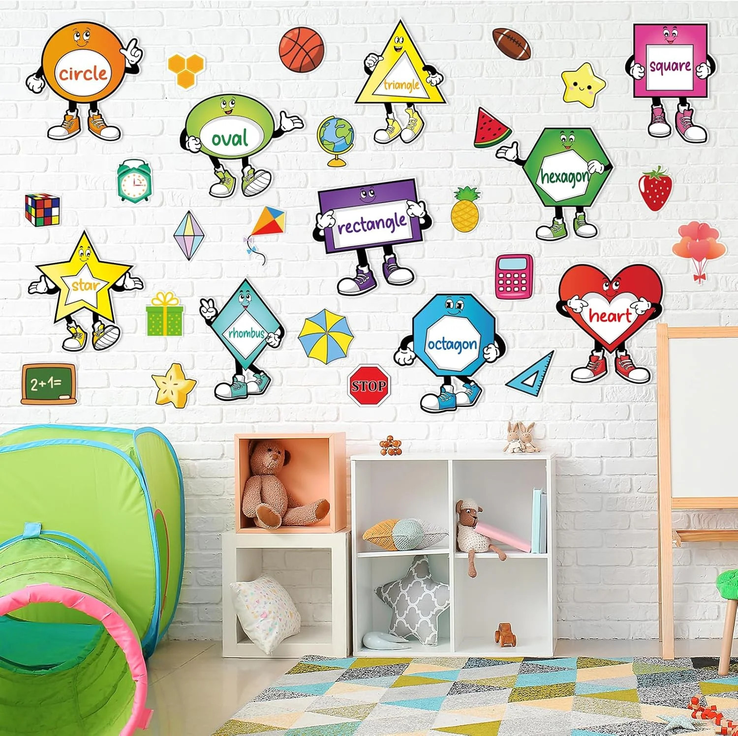 30 Pieces Shapes for Classroom Wall, Shapes Bulletin Board Set, Classroom Decor