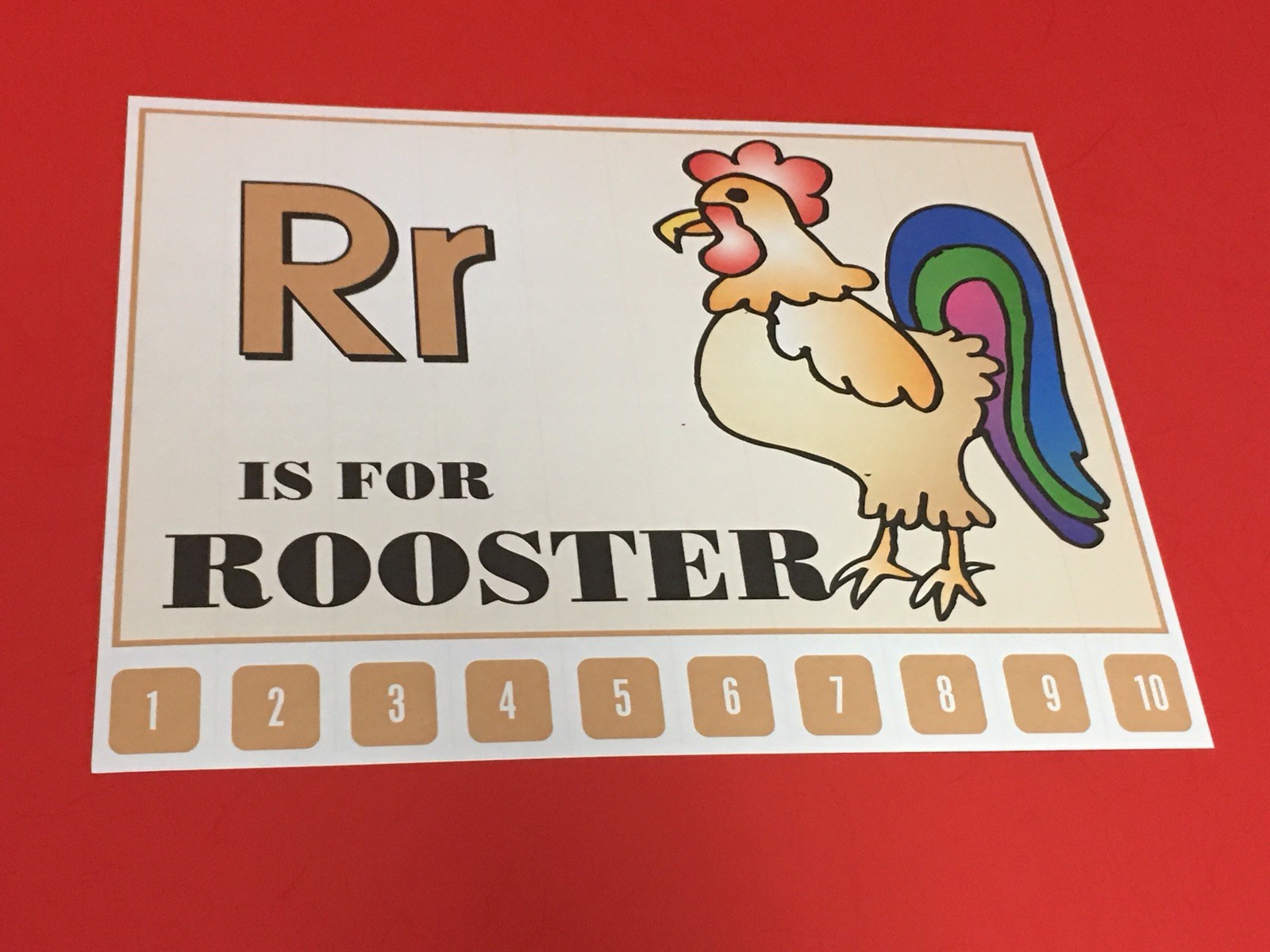 Letter R Rooster – Number Sequencing Puzzle, numbers 1-10 Laminated