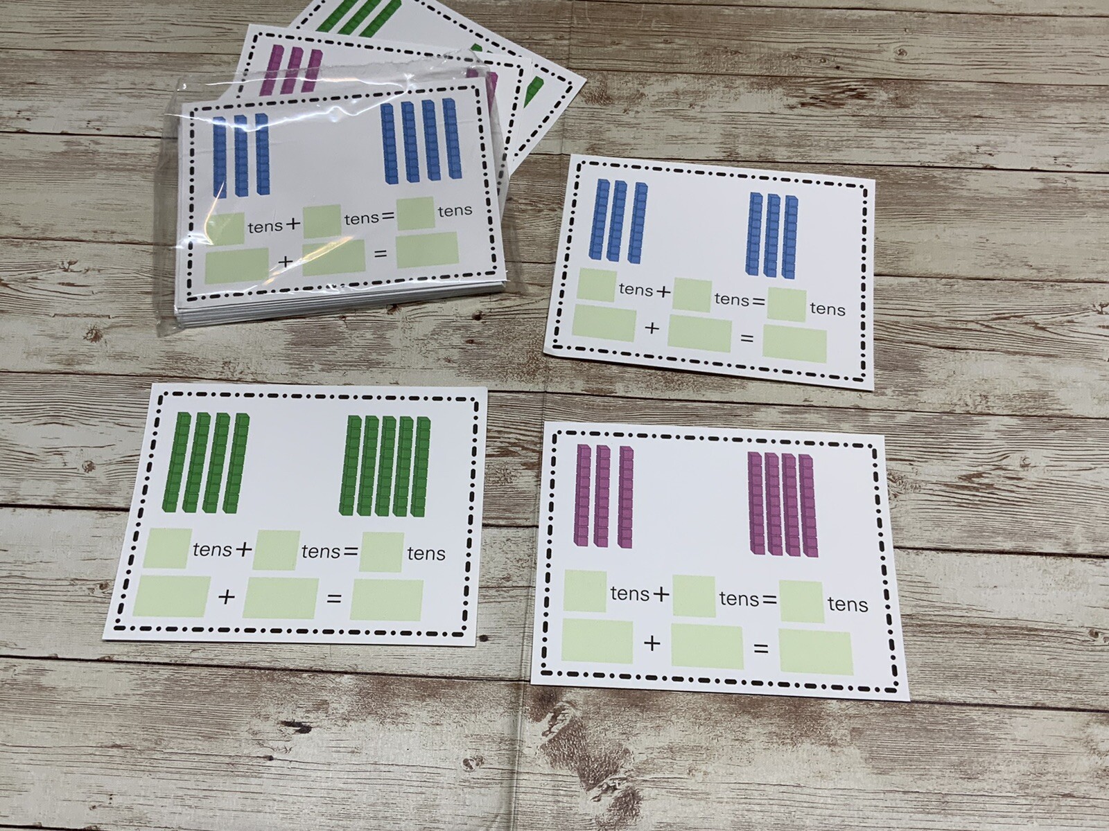 Base Ten Equations – Math Center – Dry Erase – 30 Laminated Activity Cards