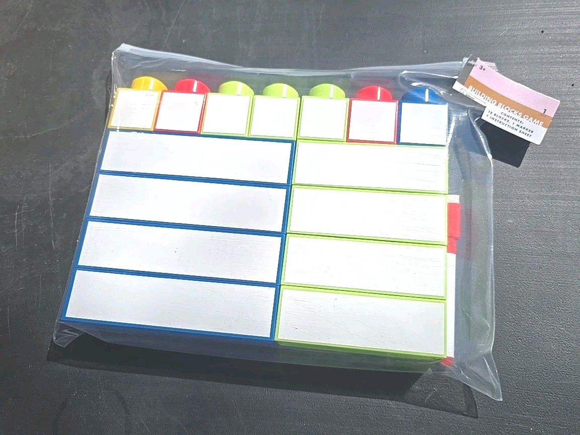 13009 NEW Building Block Dry Erase Blank Blocks 15 Blocks 1 Marker1 Sheet Learn