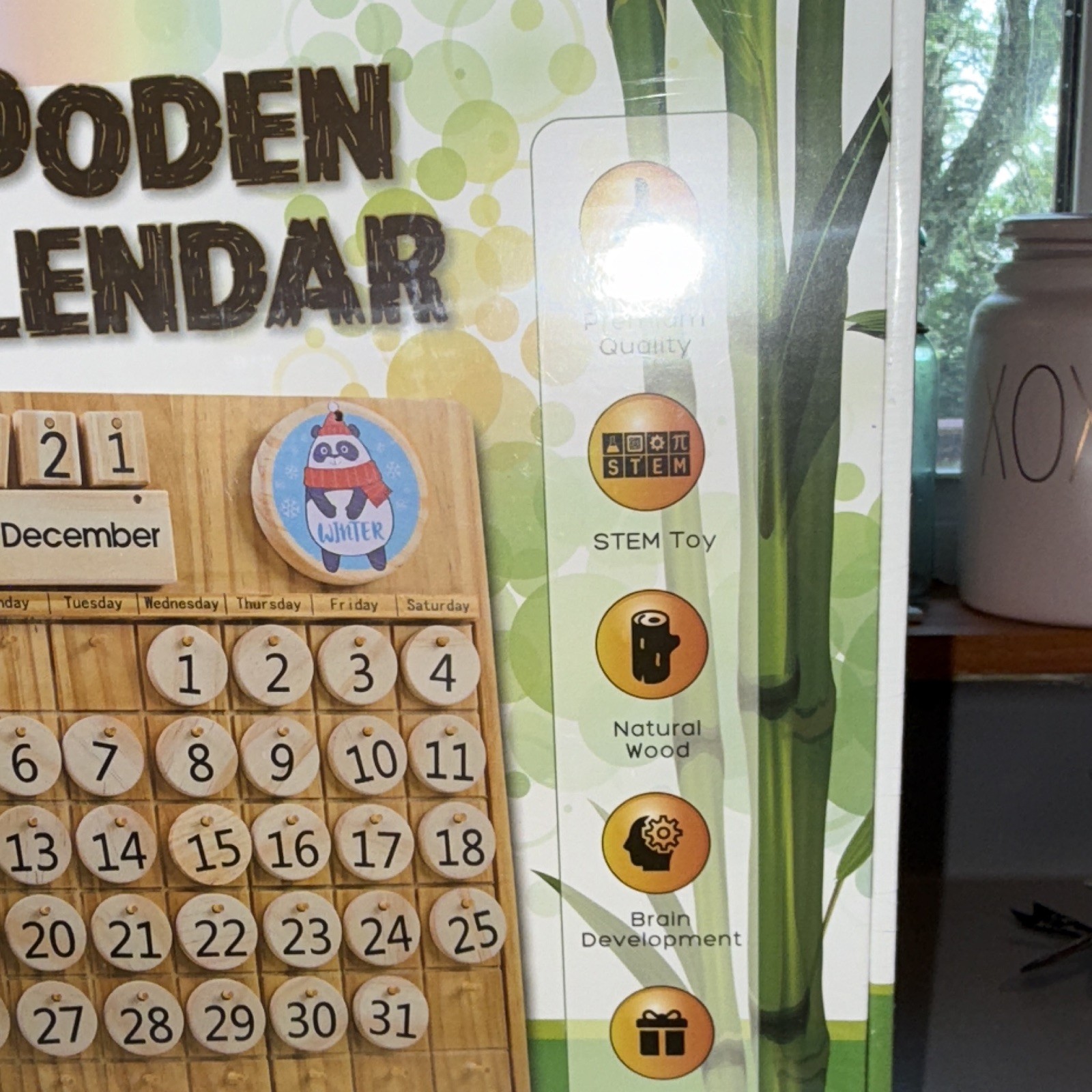 Panda Brothers Wooden Calendar STEM Toy Ages 3+ Multicolor Panda PB-WC-001