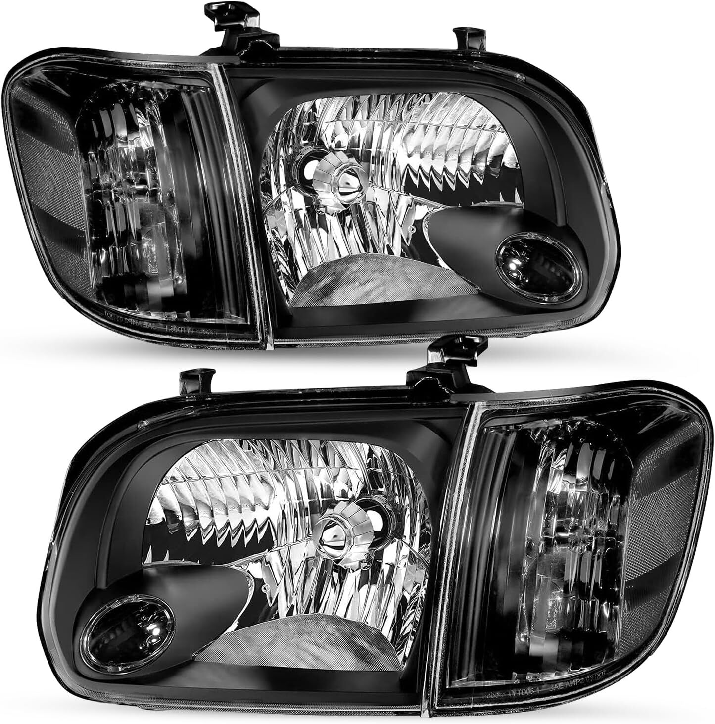 05-06 Toyota Tundra 05-07 Sequoia Headlight Assembly Black Housing Pair Clear