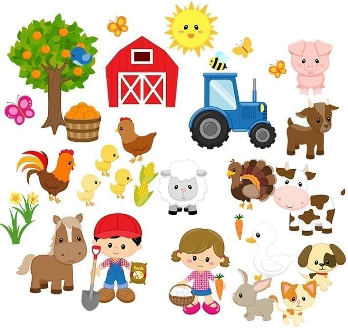 37 Piece Farm Animals Felt Figures & Flannel Board Stories cow sheep horse pig