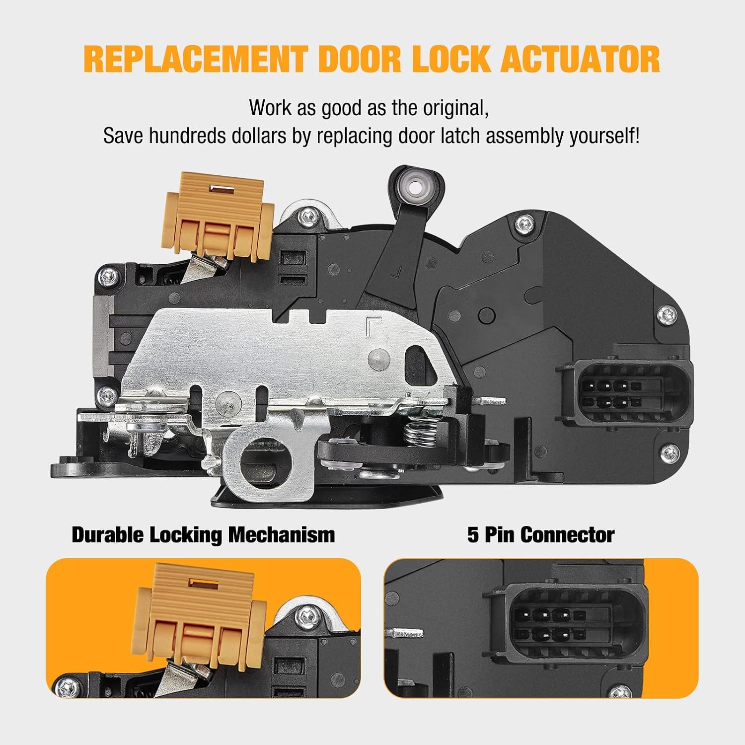 Power Door Lock Latch Actuator with Cable Front Left Driver Side Door 09-13