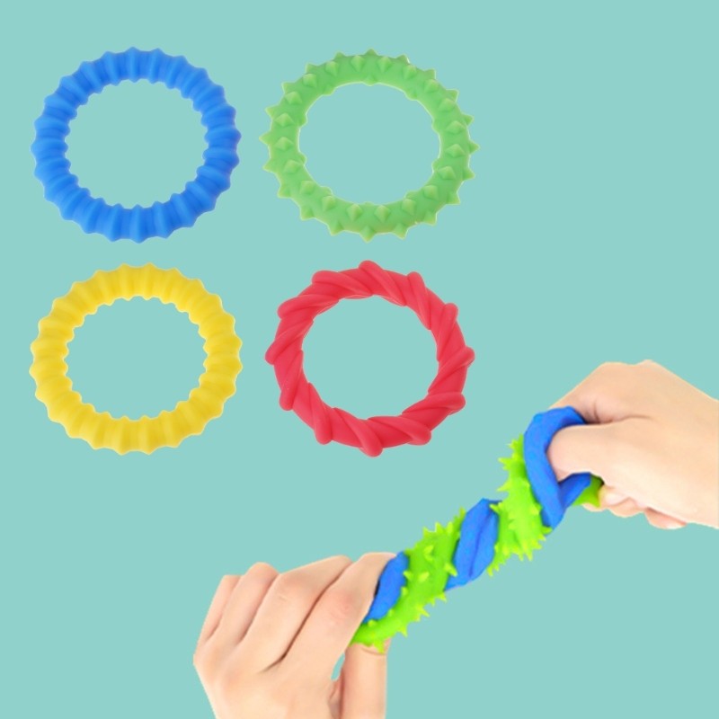 Textured Silicone Sensory Wrist Band for Concertrate and Stress Relief 4Pieces