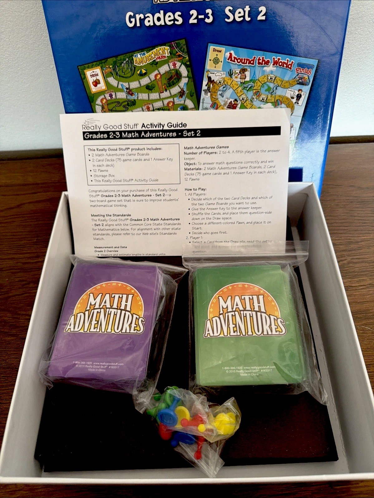 Really Good Stuff Math Adventures Grades 2-3 Set 2 Classroom Math Board Game Kit