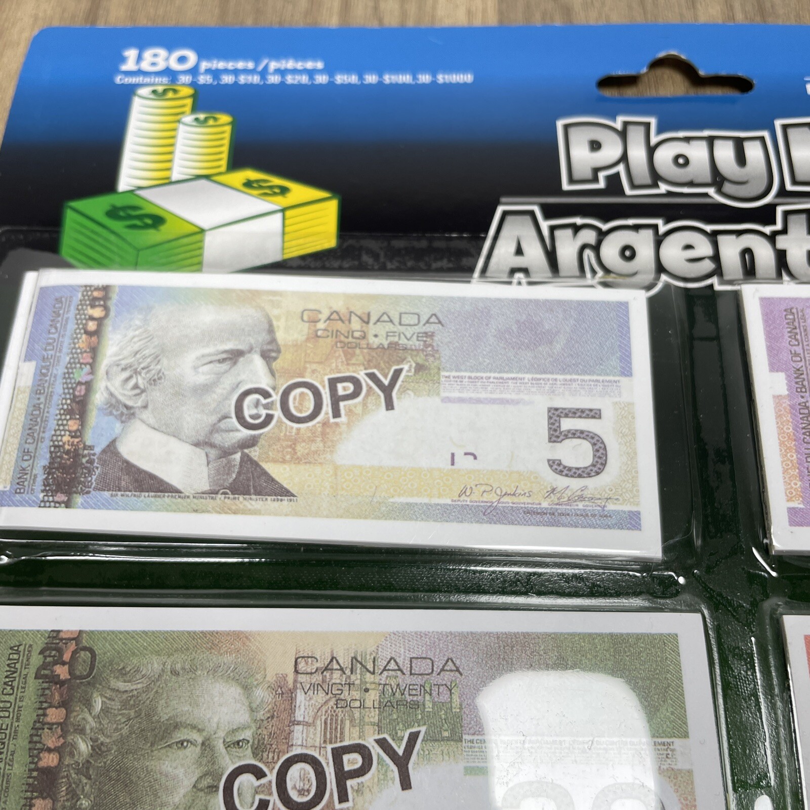 Canadian Play Money 180 Pieces Learn To Count Toy Money