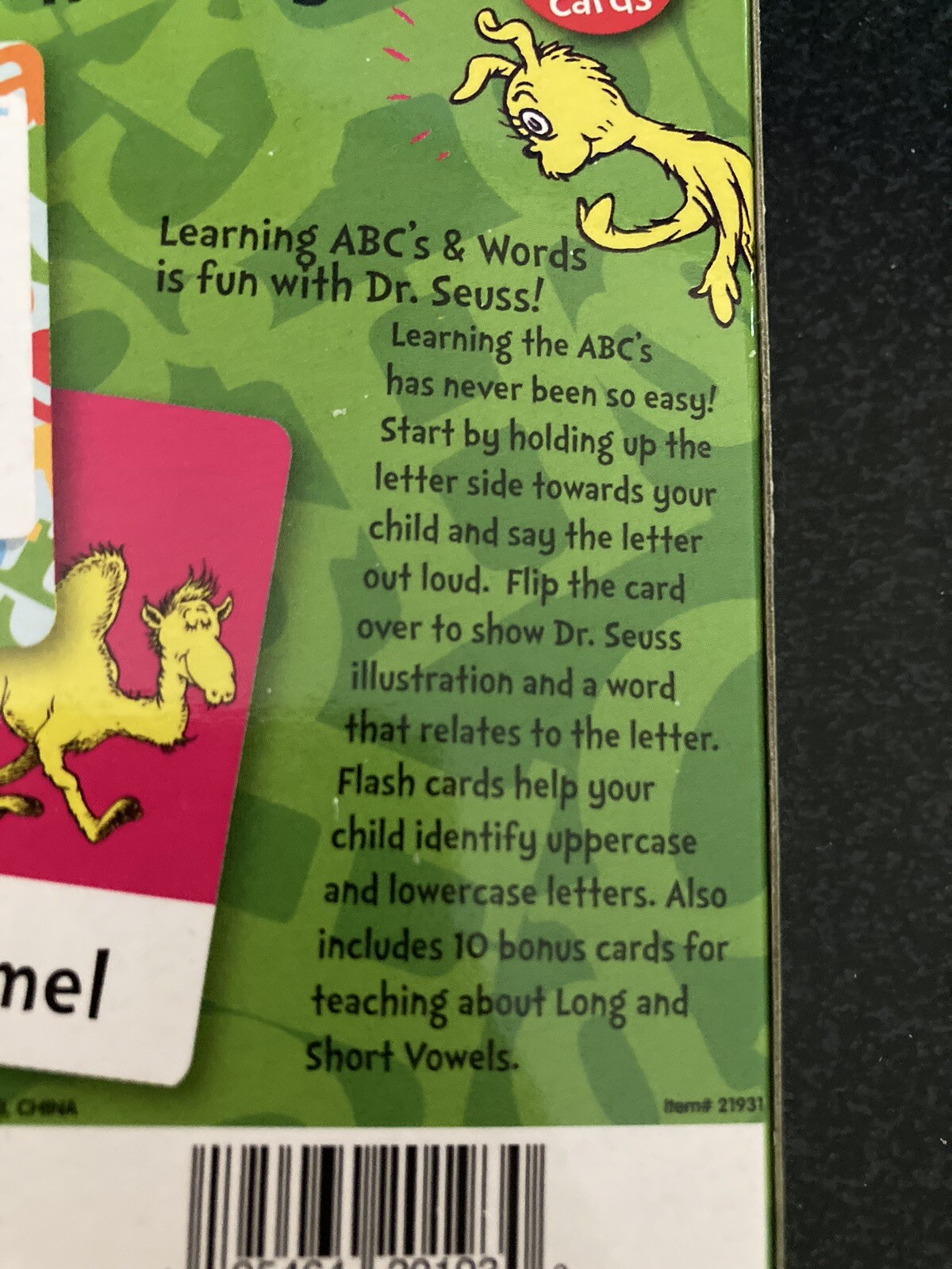 Dr. Seuss Flash Cards – ABC’s and Words – Includes 10 Bonus Vowel Cards Ages 3+