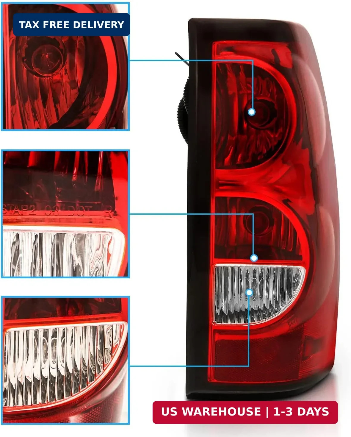 AmeriLite for 2003-2006 Chevy Silverado OE Style Ruby Red Replacement Taillights
