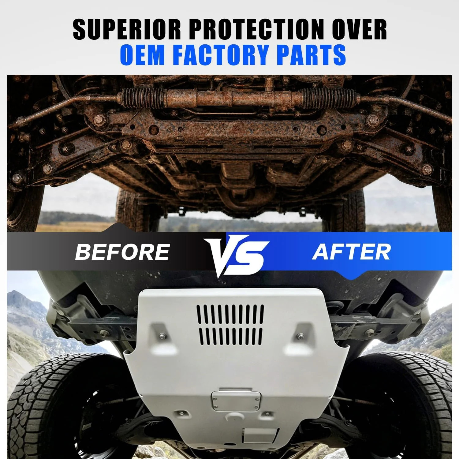 Front Skid Plate w/Sound Insulation Cotton Compatible with 2016-2023 Toyota Taco