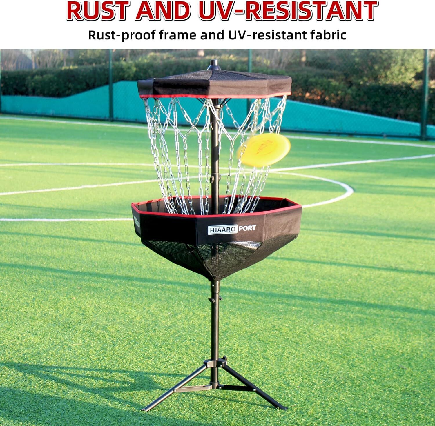 PDGA Approved – HIAARO Portable Disc Golf Basket with 16 Heavy Duty Chains,
