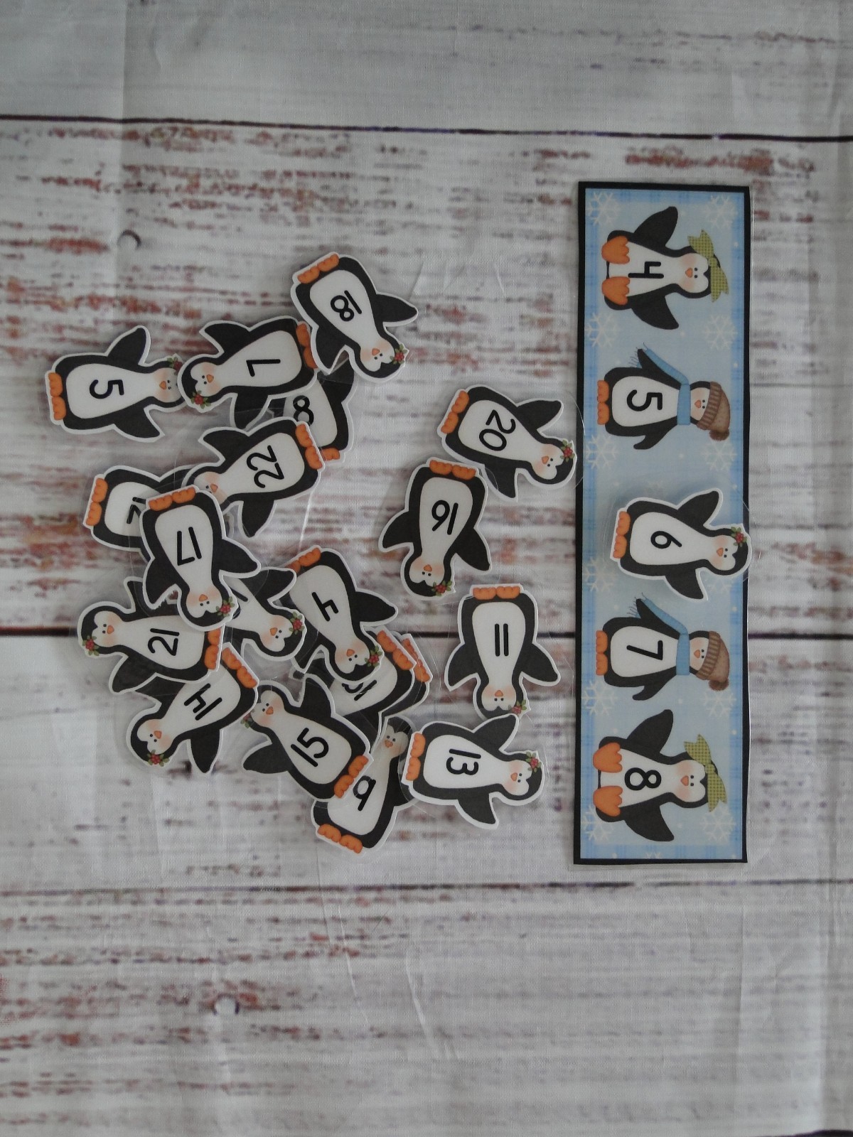Penguin Line Up Number Sequences Preschool Kindergarten Match Center Task Bag