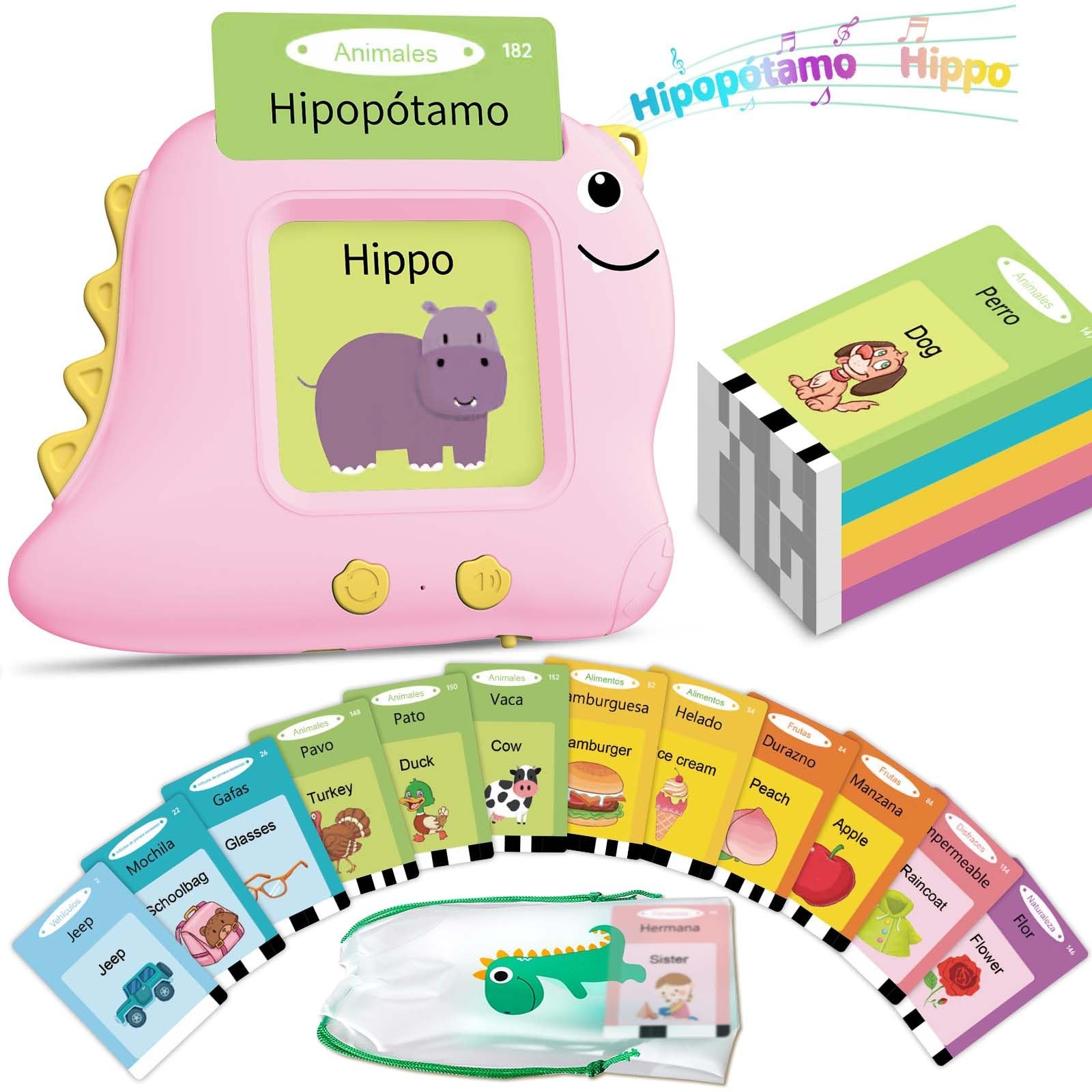 Girls Toys Spanish Talking Flash Cards – Montessori Toys for Age 2-4, Bilingu…