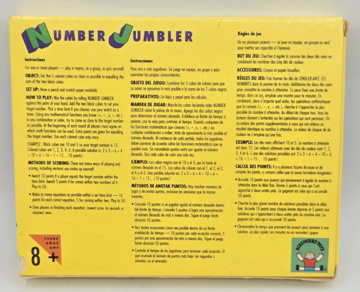 VTG 1992 Discovery Toys NUMBER JUMBLER Math Mixer Learning Dice Education 4140