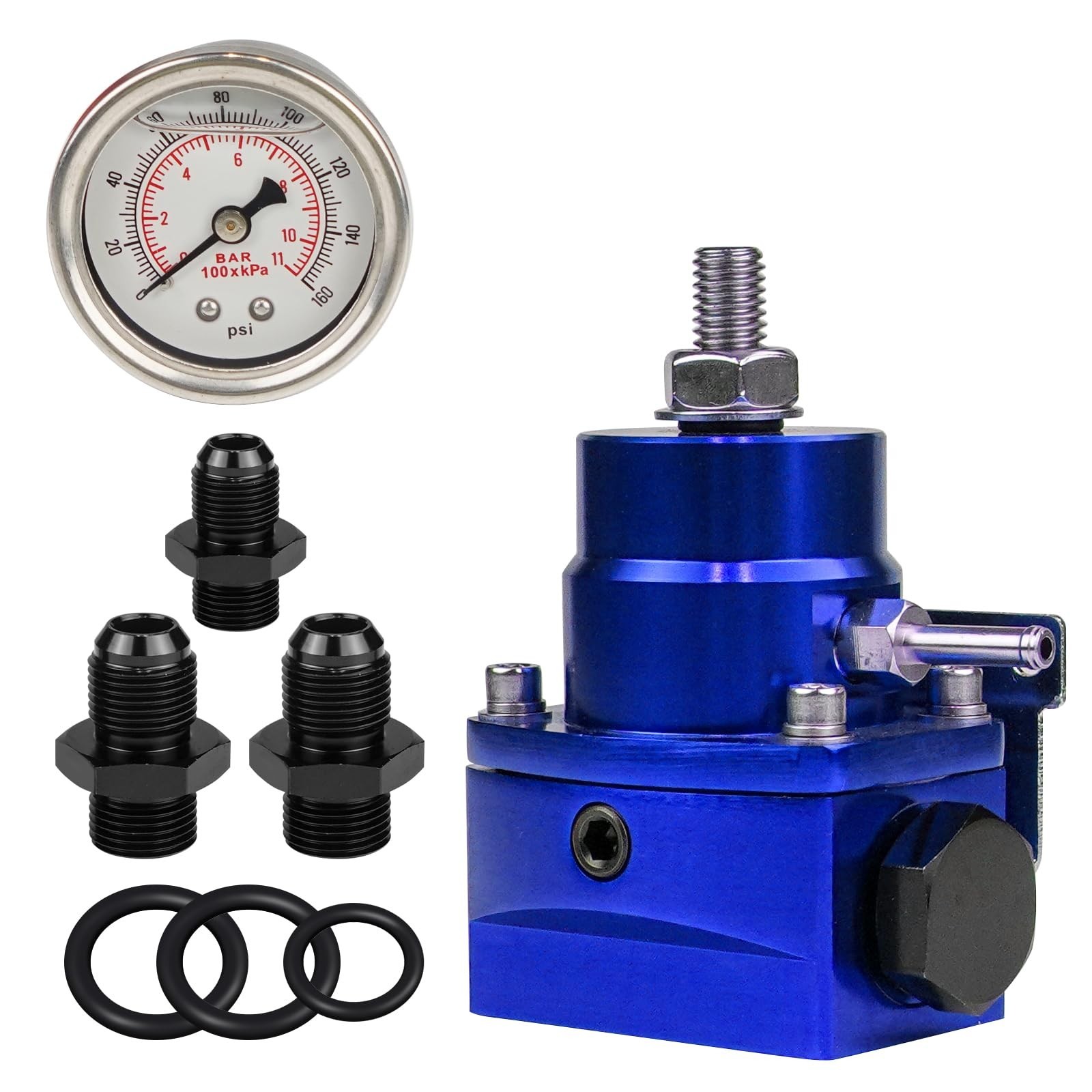 Fuel Pressure Regulator AN8 Feed & AN6 Return Line 0-160 PSI Fuel Pressure Ga…