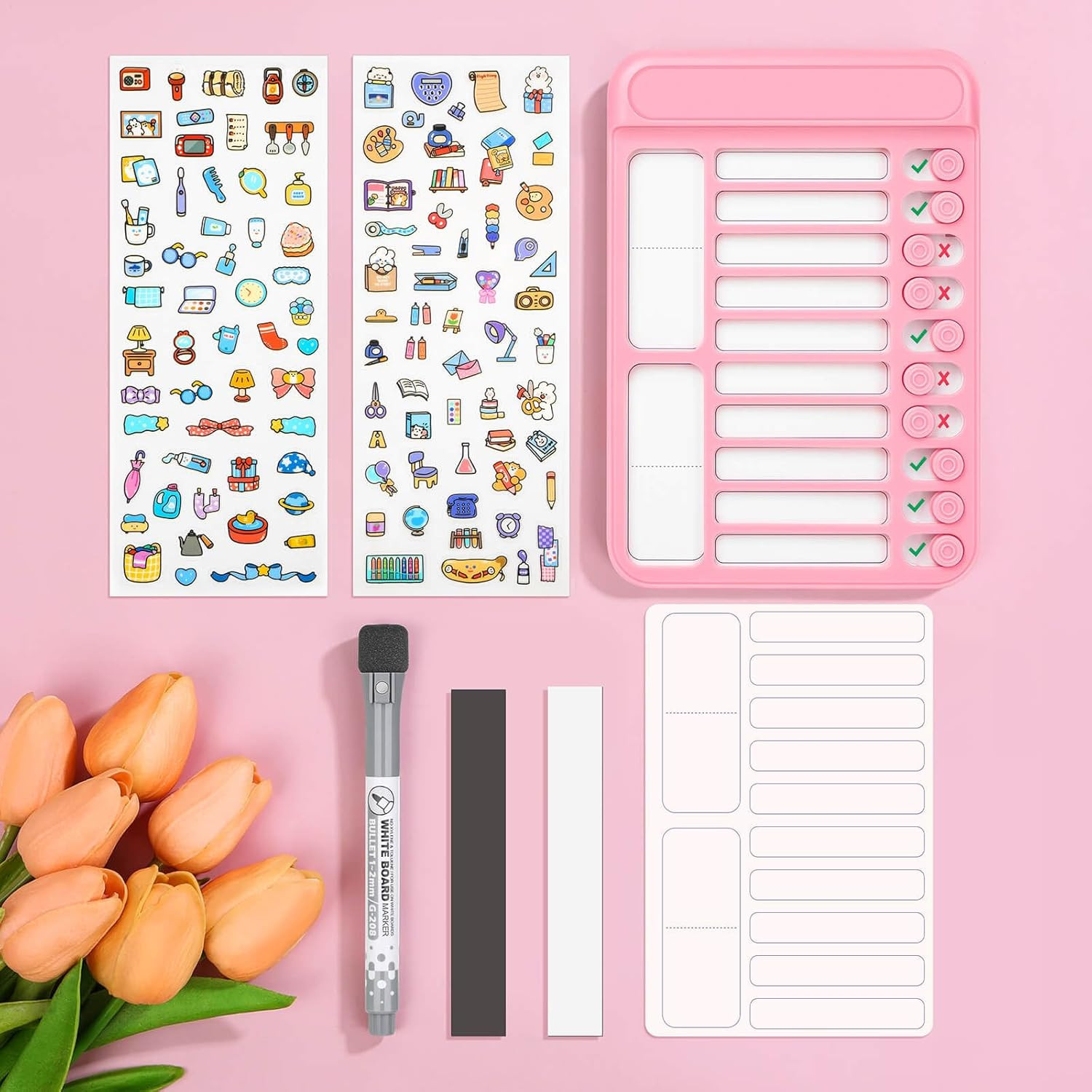 Dry Erase Chore Chart for Kids, Magnetic Checklist Board, My Chores Slider Chart