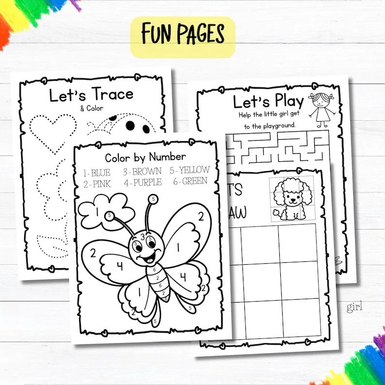 Personalized Coloring & Activity Book with Name Crayons, Alphabet, Multicolor
