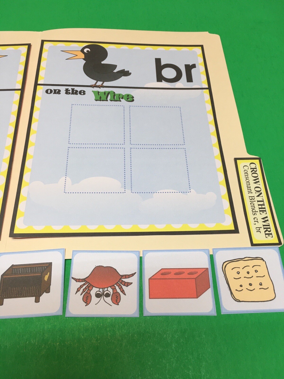 Crow On The Wire – Phonics Cr / Br – DIY File Folder game – Printed / Uncut