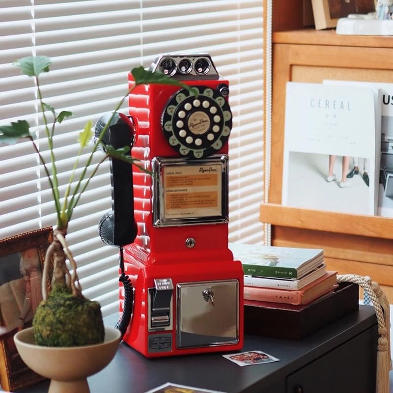 Ryan Bros. American Retro 1950’s Payphone with Coin Bank Wall-Mount Corded Red