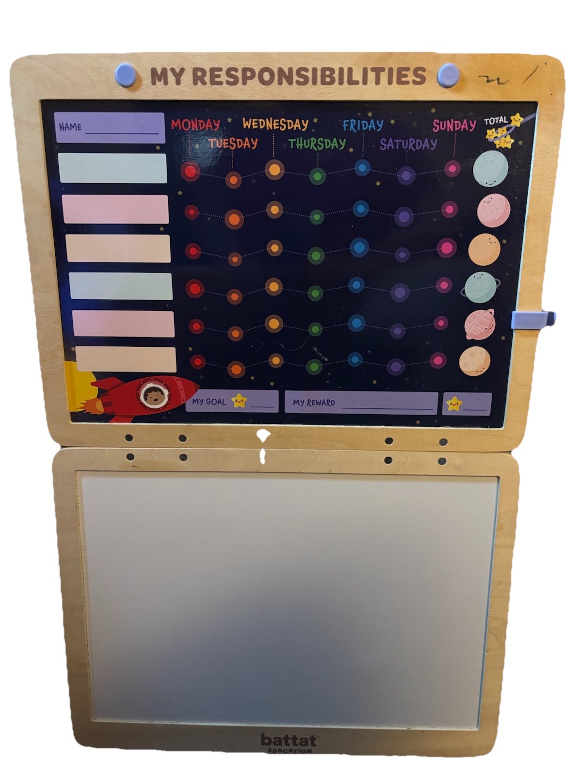 Battat My Responsibilities Wooden Responsibility Chart with Task Magnets