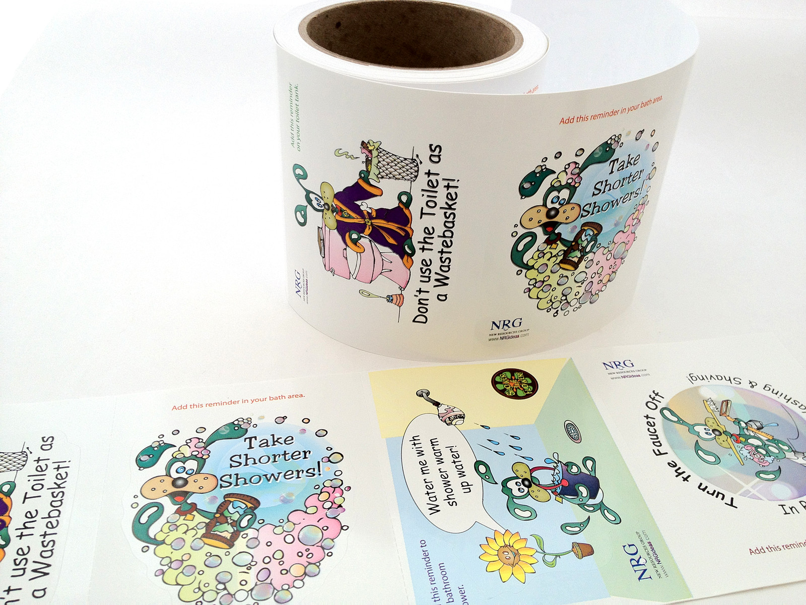 3 Rolls Fun Water & Energy Vinyl Cling 300 stickers- 12 scenes Characters