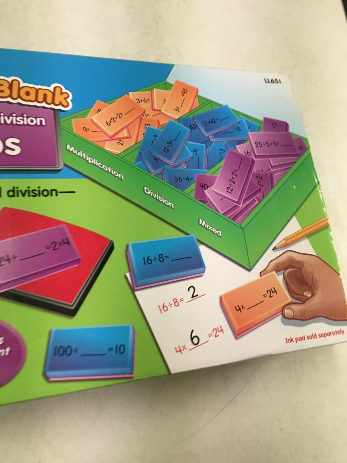 LAKESHORE EDUCATIONAL FILL IN THE BLANK MULTIPLICATION DIVISION STAMPS SET
