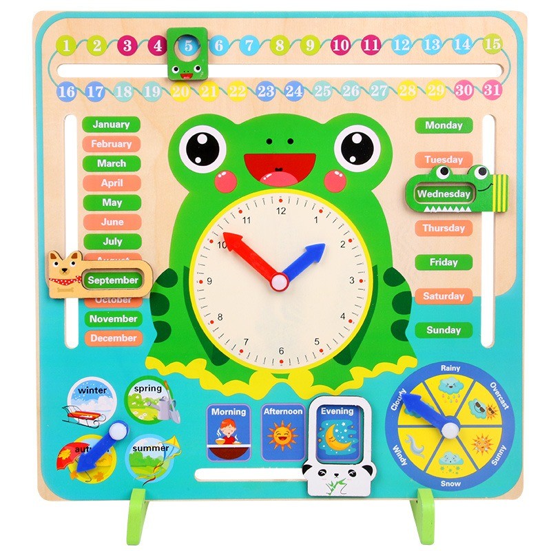 Teaching Clock Kids Educational Toys Montessori Wooden Busy Board Kids Gift