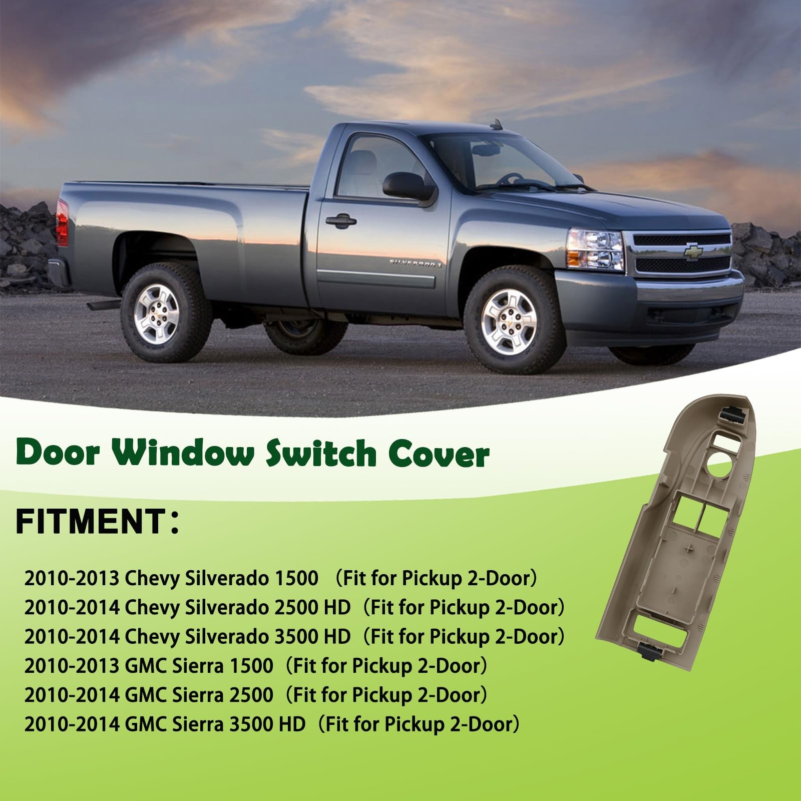 omoZone Window Switch Bezel Cover Front Left For Pickup 2-Door, Cashmere FL