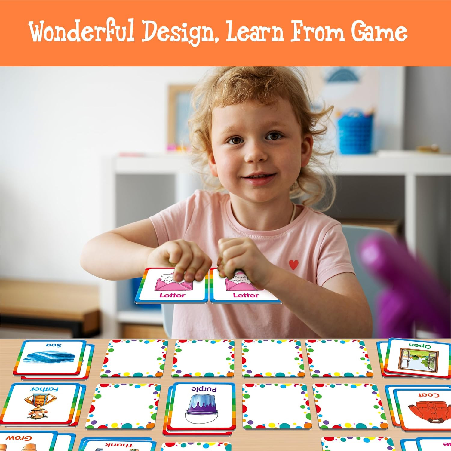 Memory Matching Game, 72 PCS Sight Words Matching Cards for Kids, 36 Pairs Memor