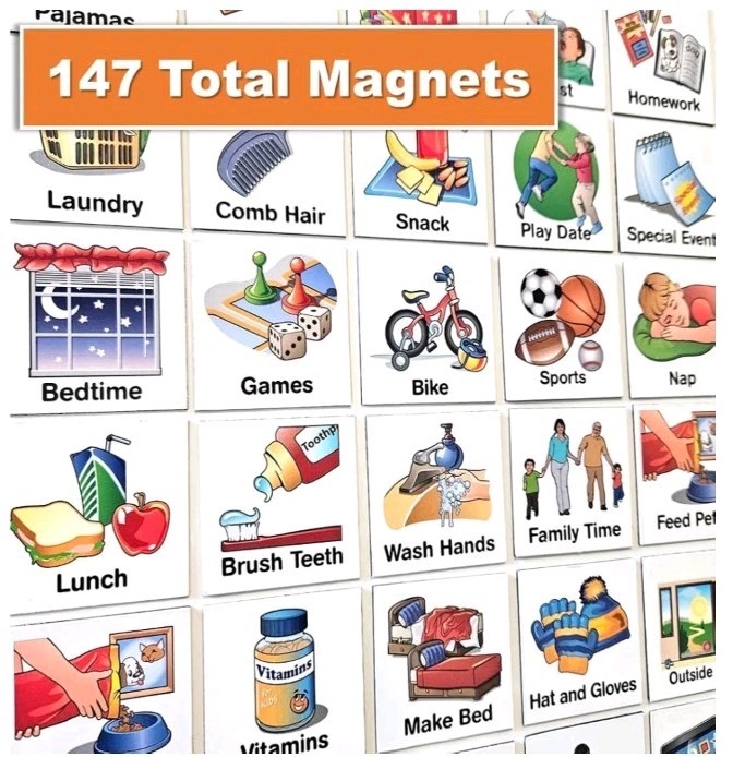 2-Sided Magnetic Visual Schedule for Kids (Home Bundle) | Daily Routines,…