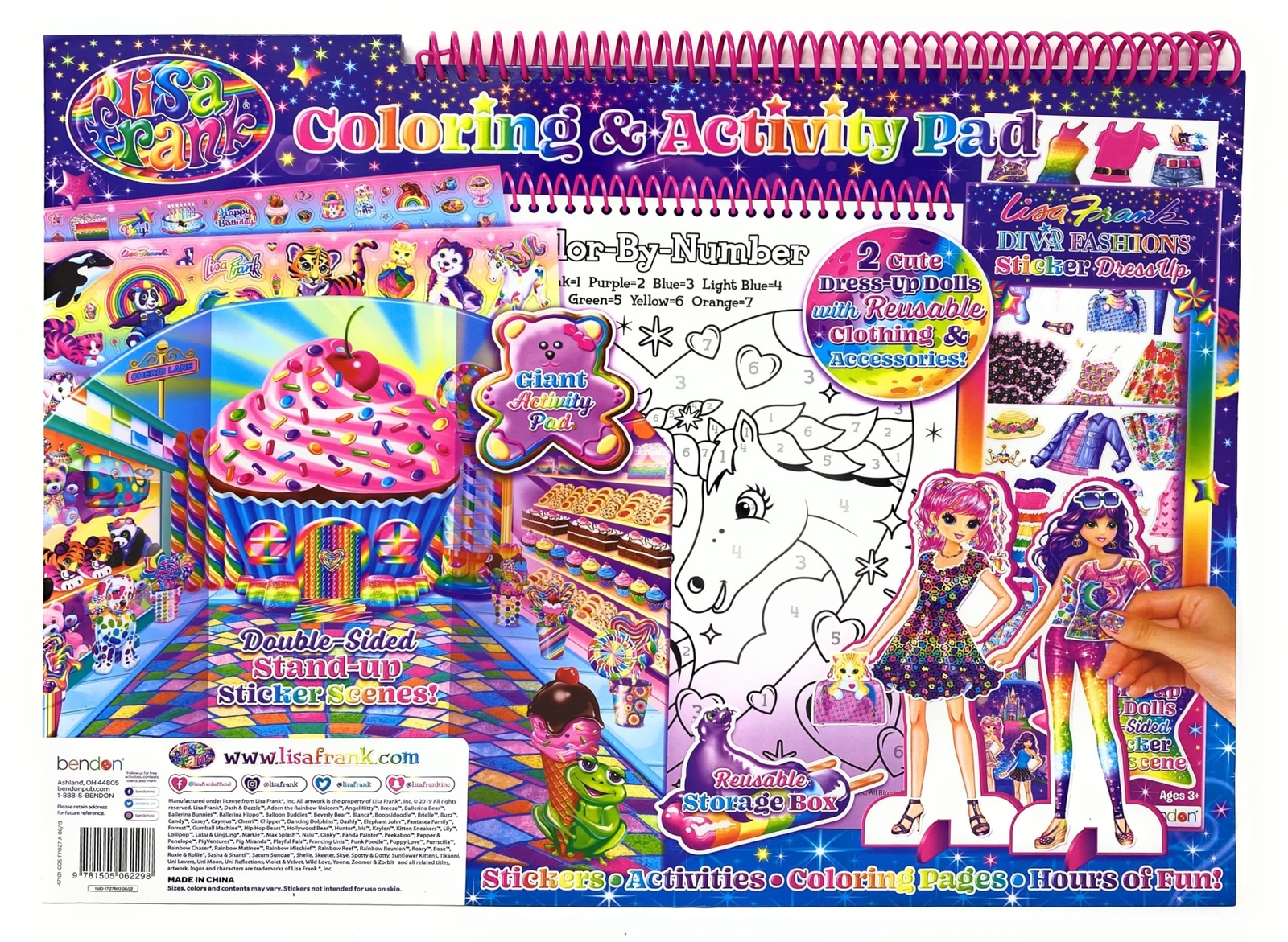 Bendon Lisa Frank Coloring and Activity Pad & Diva Fashions Sticker Dress Up