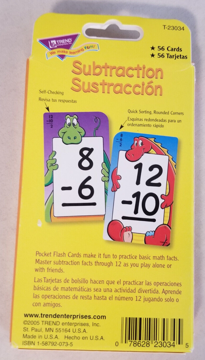 Trend: Subtraction Sustraccion Pocket Flash Cards – New
