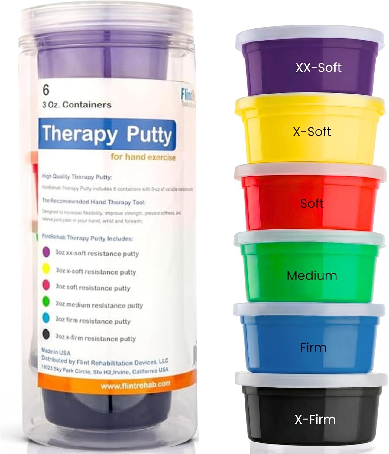 Quality Therapy Putty for Kids & Adults 6 Pack, 3-Oz Each Thera Putty for Han…