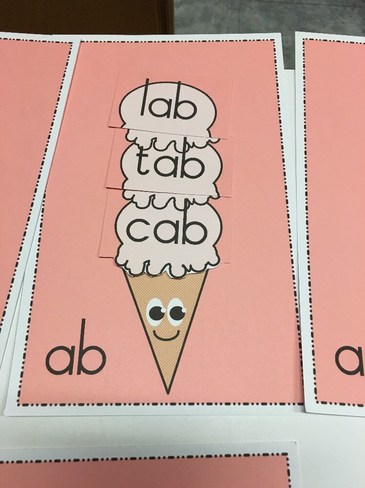 Ice Cream Cone Game – Learning Center- Literacy Mats – Laminated Mats Short A