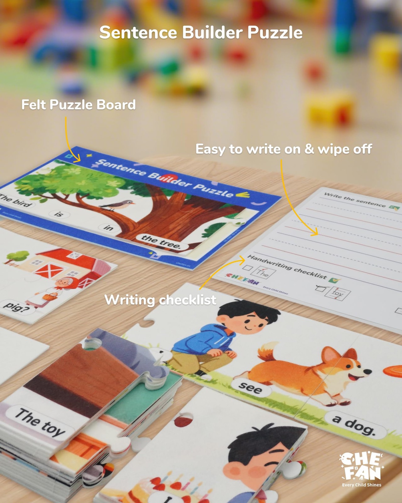 Sentence Building Puzzle for Kids, Reading & Writing Learning Game with Sight…