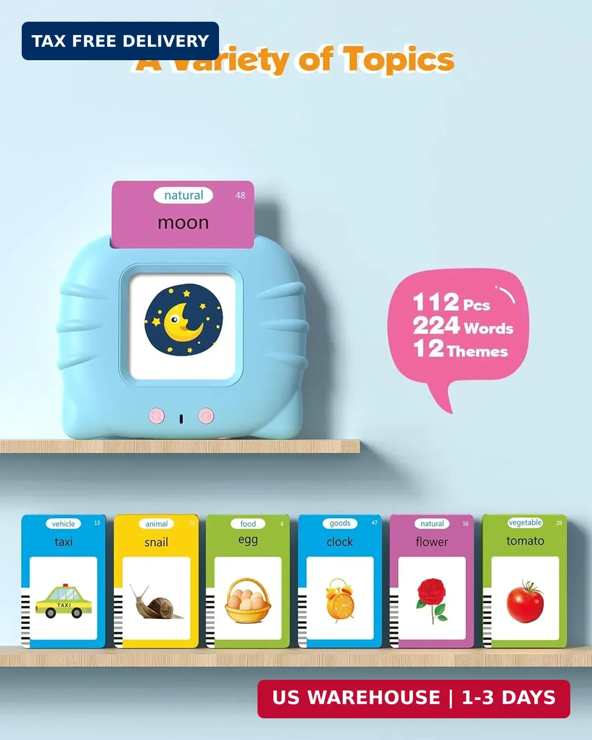 Airbition Talking Flash Cards for Toddlers 1 2 3 4 Year Olds, Montessori Languag