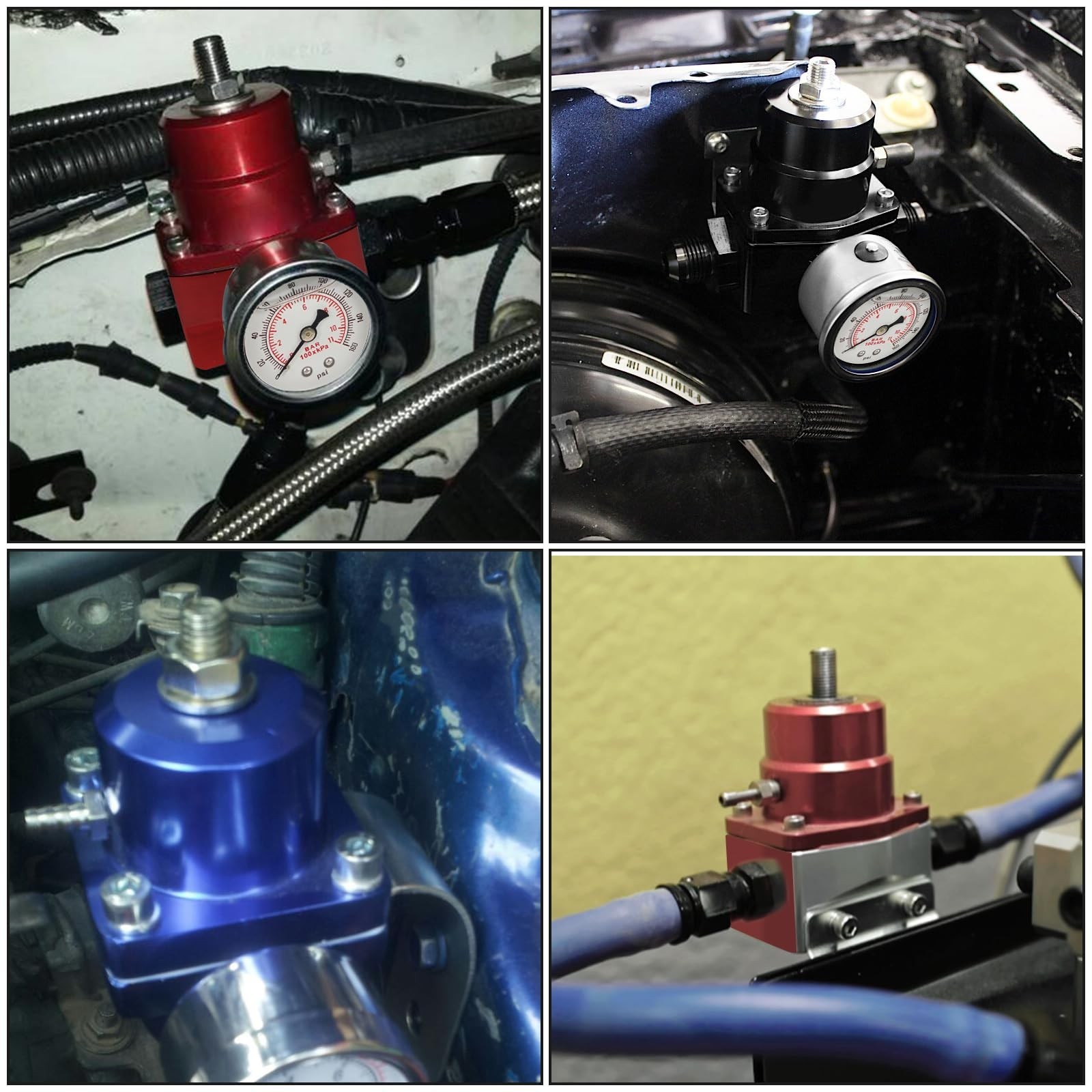 Fuel Pressure Regulator AN8 Feed & AN6 Return Line 0-160 PSI Fuel Pressure Ga…